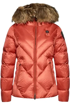 Blauer Giubbino arancio motivo chevron