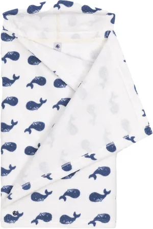 Petit Bateau Accappatoio bianco con balene all-over