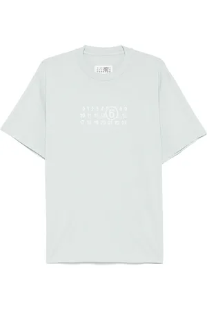 Maison Margiela T-shirt verde acqua logo numerico