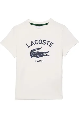 Lacoste T-shirt bianca con stampa frontale logo