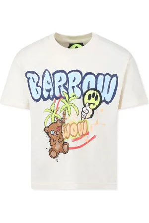 BARROW T-shirt crema grafica logo palme