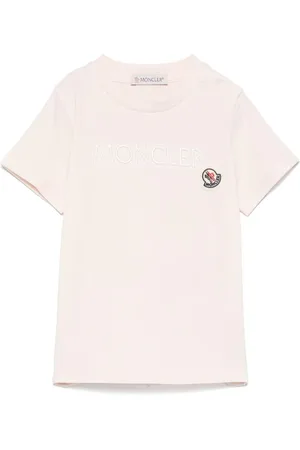 Moncler T-shirt rosa neonata logo ricamo