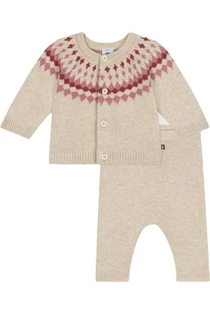 Petit Bateau Set in maglia beige con fantasia (2pz)