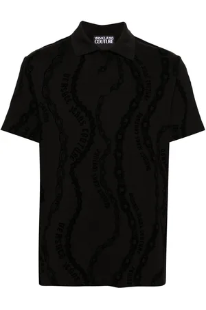 VERSACE Polo logo all-over tono su tono nera
