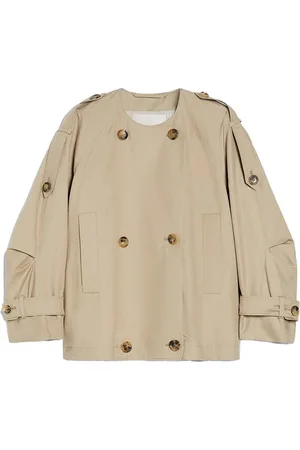 Max mara the cube Trench Jim girocollo in tweel antigoccia sabbia