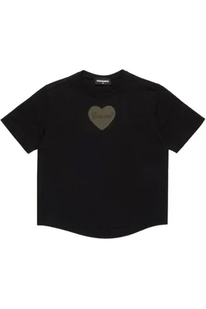 Dsquared2 T-shirt nera logo strass heart