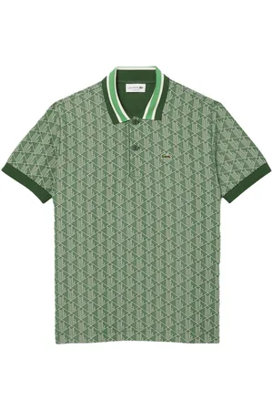 Lacoste Polo verde logo monogram all-over