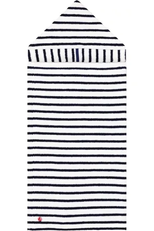 Petit Bateau Mantella da bagno in spugna a righe bianche/blu
