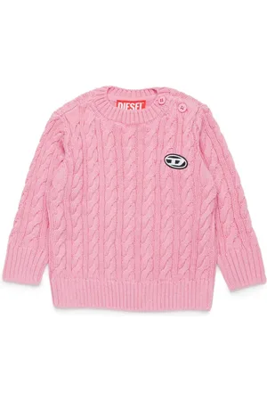 Diesel Maglione neonata intrecciato logo petto
