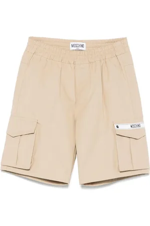 Moschino Bermuda cargo beige con logo laterale neonato