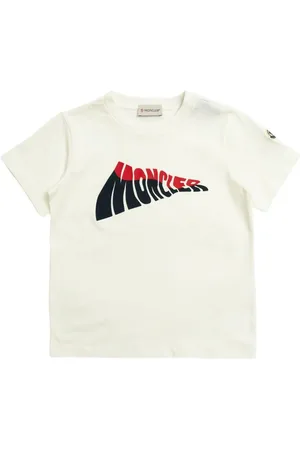 Moncler T-shirt bianca logo frontale bicolo