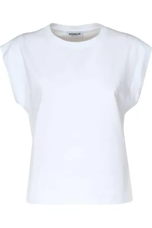 Dondup T-shirt bianca maniche ad aletta