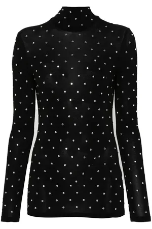 Paco rabanne Maglia seconda pelle con strass nera