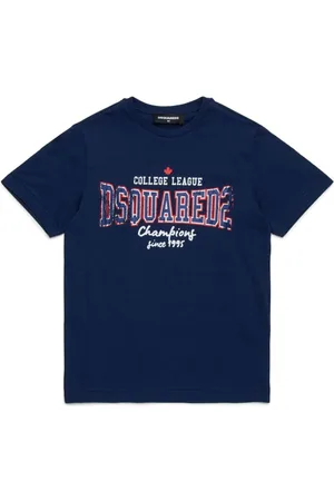 Dsquared2 T-shirt blu logo ricamo college