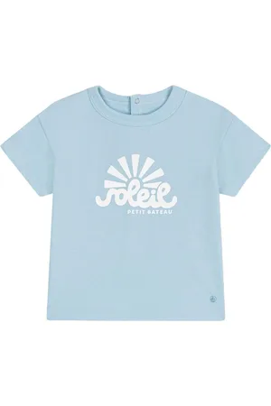Petit Bateau T-shirt celeste stampa frontale