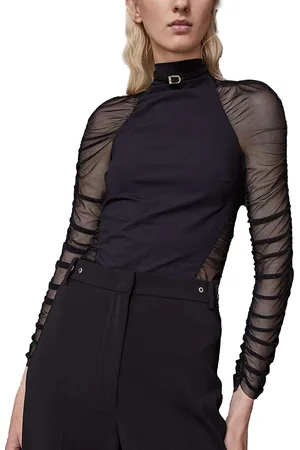 Patrizia Pepe Maglia nera semitrasparente arricciata