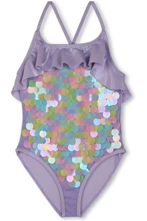 Billieblush Costume intero viola con ruches e paillettes