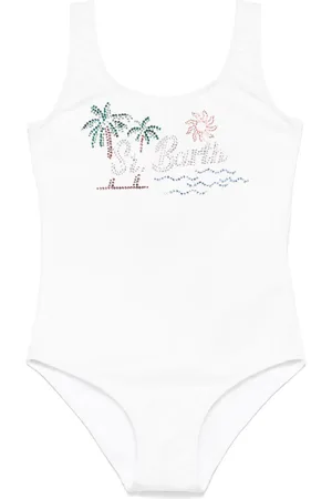 MC2 SAINT BARTH Costume bianco Cara logo con strass