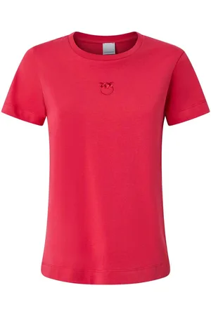 Pinko T-shirt rossa ricamo Love Birds