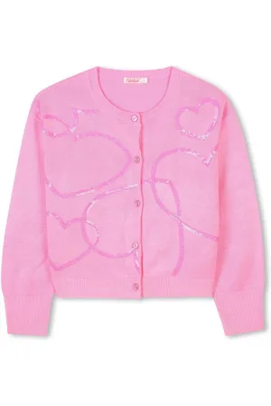 Billieblush Cardigan rosa cuori in paillettes