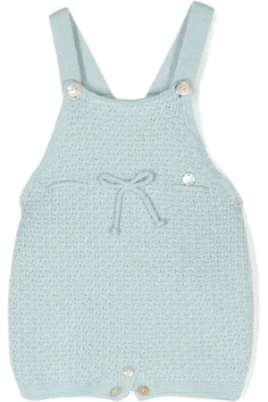 PAZ RODRIGUEZ Salopette acqua marina in maglia neonato lana