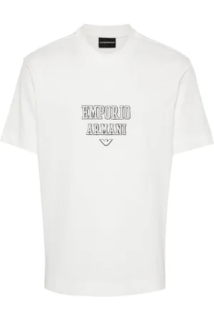 Emporio Armani T-shirt bianca logo lettering ricamato