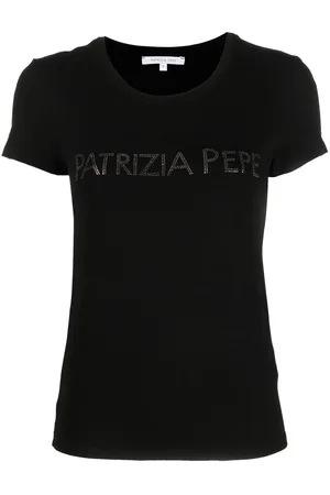 Patrizia Pepe T-shirt nera logo strass
