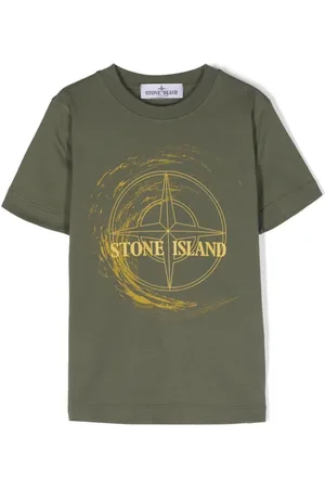Stone Island T-shirt verde stampa logo Compass