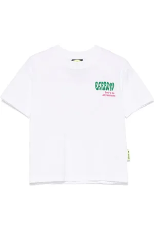 BARROW T-shirt bianca stampa con perline e strass