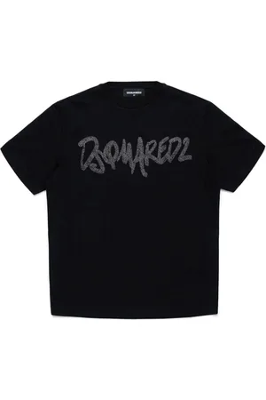 Dsquared2 T-shirt nera logo glitter