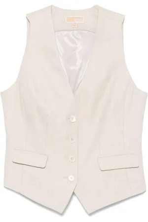 Michael Kors Gilet in twill di cotone e lino sabbia