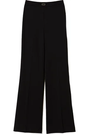 Twin-Set Pantaloni neri straight leg con cinturino Oval T