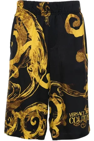 VERSACE Bermuda stampa barocca nero / oro