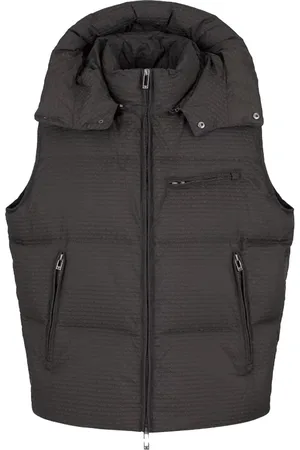 Emporio Armani Piumino smanicato logo lettering all-over V