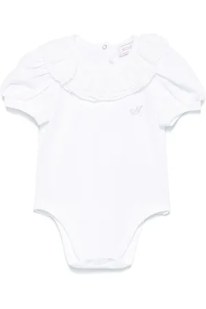 MONNALISA Body bianco neonata con collo ruches