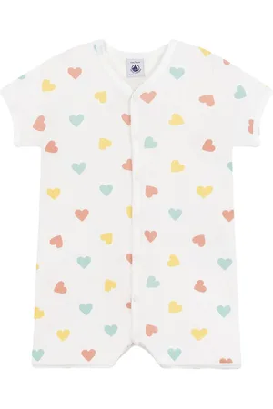 Petit Bateau Tutina bianca con cuori multicolor all-over