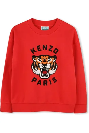 Kenzo Felpa rossa girocollo logo tiger