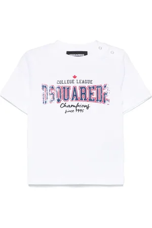 Dsquared2 T-shirt bianca stampa college neonato