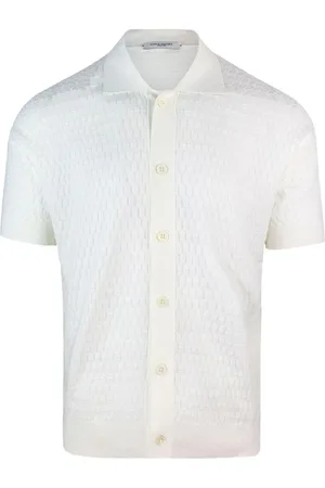 Paolo Pecora Camicia in maglia extrafine a mezze maniche con texture