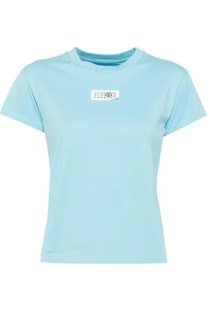 Maison Margiela T-shirt celeste logo numerico