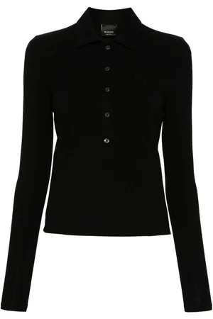 Pinko Polo nera Love Birds ricamo