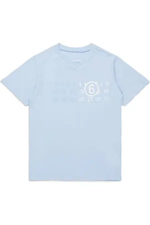 Maison Margiela T-shirt celeste logo numerico