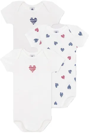 Petit Bateau Set body bianco con cuori (3pz)