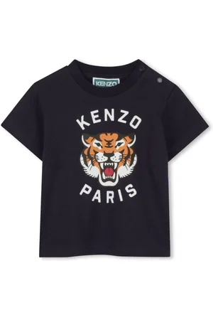 Kenzo T-shirt blu logo tiger neonato