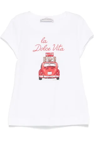 MONNALISA T-shirt bianca "La Dolce Vita"