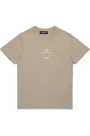 Dsquared2 T-shirt beige con stampa foglia centrale