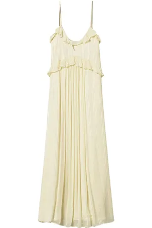 Twin-Set Abito longuette in georgette e raso vaniglia