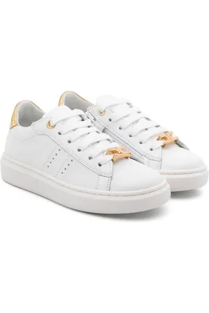 Elisabetta Franchi Sneakers bianche dettagli e placca logo oro