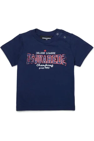 Dsquared2 T-shirt blu stampa college neonato
