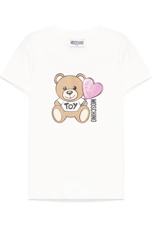 Moschino T-shirt bianca Teddy heart con paillettes